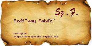 Szávay Fabó névjegykártya